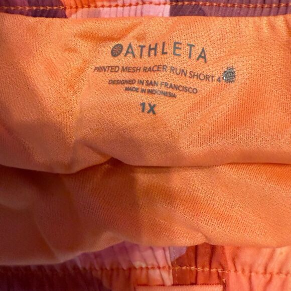 Athleta Orange and Pink Racer Run Athletic Shorts Lightweight Comfort - Picture 2 of 5